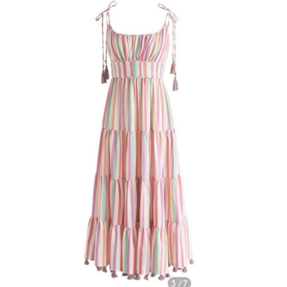 CHICWISH Rainbow Striped Multicolor Summer Maxi Dress - Picture 2 of 6